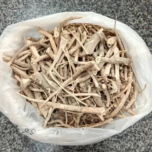 Dried fennel root pieces (Jar Sonf / Bekh Badiyan) at Awaisia Pansar — جڑ سونف