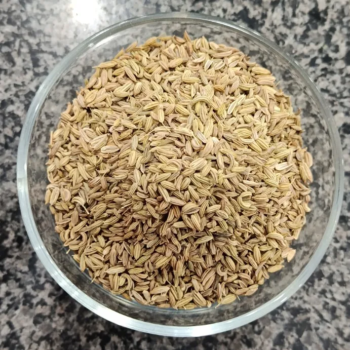 Fennel seeds (Saunf) in a glass bowl at Awaisia Pansar — سونف