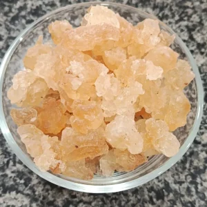 Gond Katira (tragacanth gum) pieces in a glass bowl — گوند کتیرا