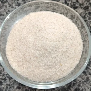 Indian psyllium husk (Chilka Ispaghol) in a glass bowl — چھلکا اسپغول انڈین